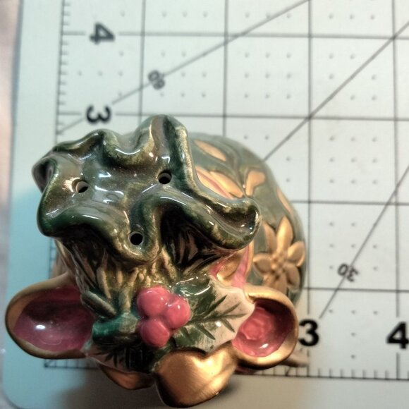 Fitz Floyd Jolly Ole Saint Nick Salt Shaker Green Ceramic Gift Bag - Picture 7 of 9